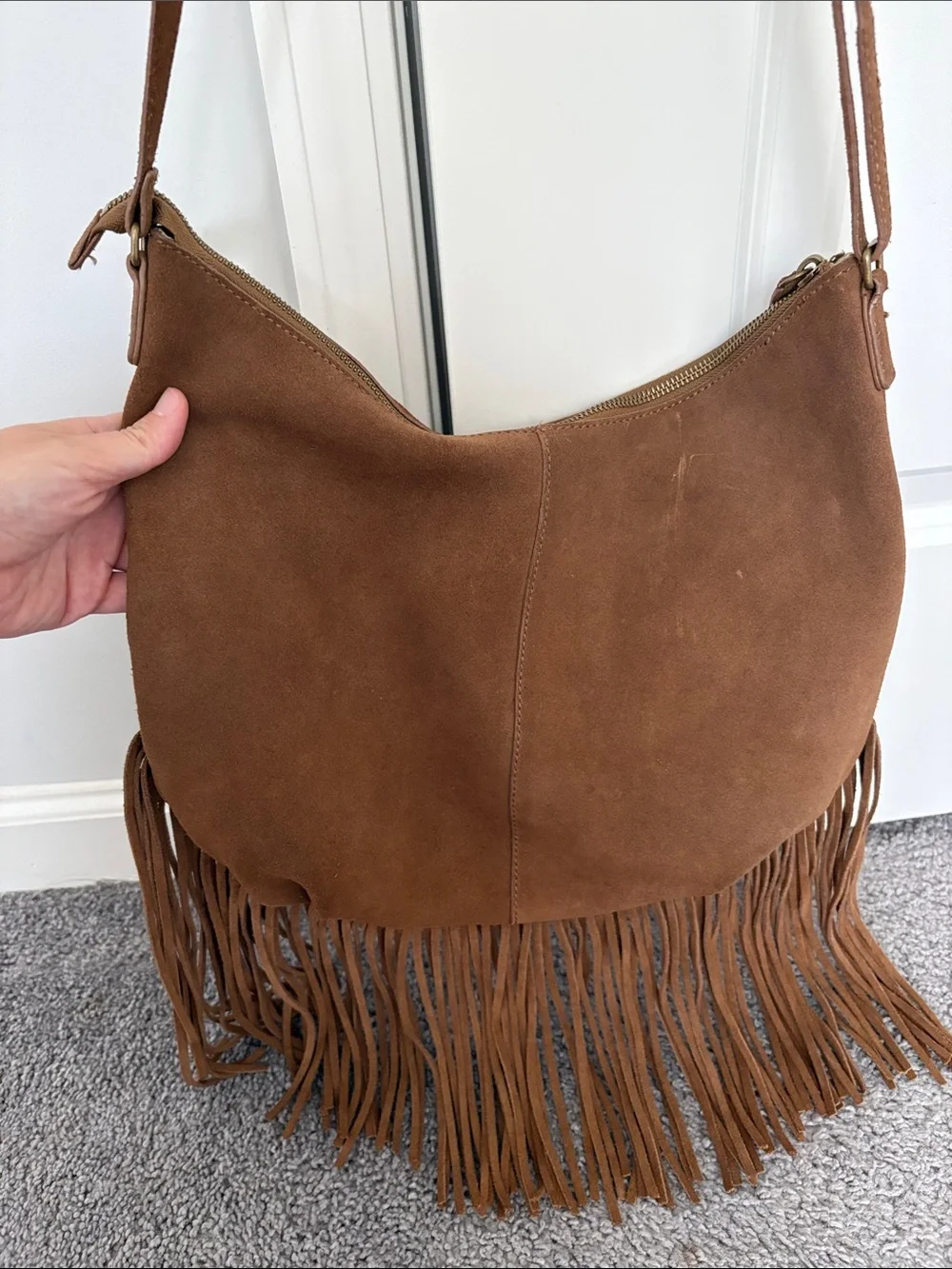 Margot Suede Leather Chic Fringe Hobo